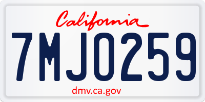 CA license plate 7MJO259