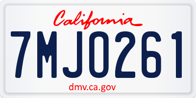 CA license plate 7MJO261