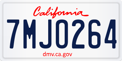 CA license plate 7MJO264