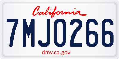 CA license plate 7MJO266