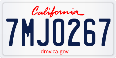 CA license plate 7MJO267