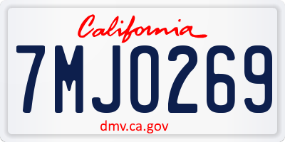 CA license plate 7MJO269