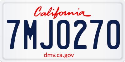 CA license plate 7MJO270