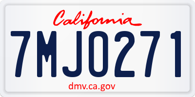 CA license plate 7MJO271