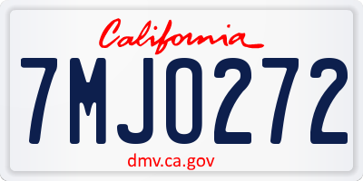 CA license plate 7MJO272