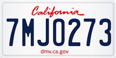 CA license plate 7MJO273