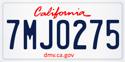 CA license plate 7MJO275