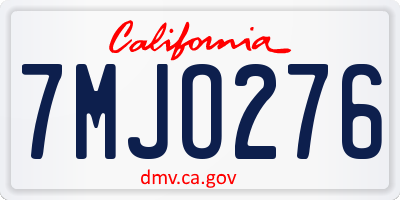 CA license plate 7MJO276