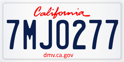 CA license plate 7MJO277