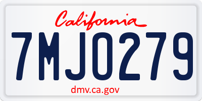 CA license plate 7MJO279