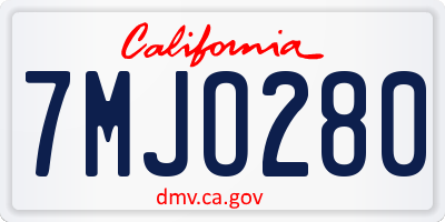 CA license plate 7MJO280