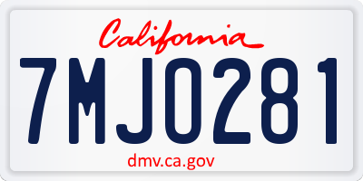 CA license plate 7MJO281