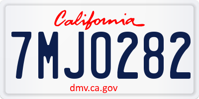 CA license plate 7MJO282