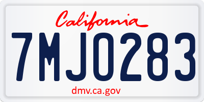 CA license plate 7MJO283