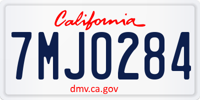 CA license plate 7MJO284