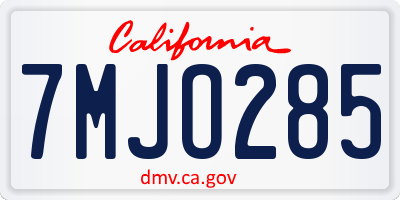 CA license plate 7MJO285