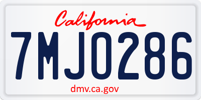 CA license plate 7MJO286