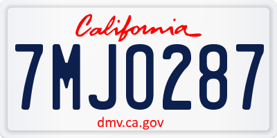 CA license plate 7MJO287