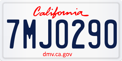 CA license plate 7MJO290