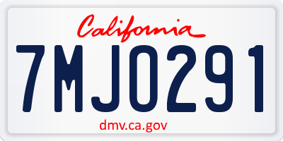 CA license plate 7MJO291