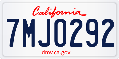 CA license plate 7MJO292