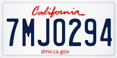 CA license plate 7MJO294