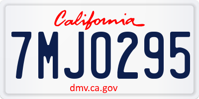 CA license plate 7MJO295