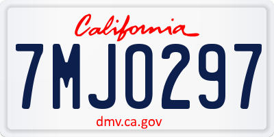 CA license plate 7MJO297