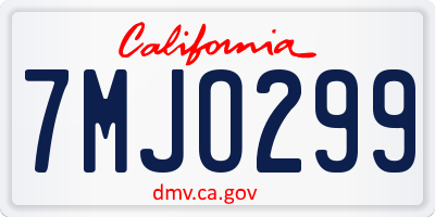 CA license plate 7MJO299