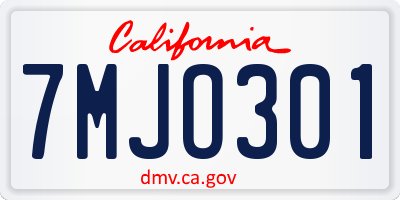 CA license plate 7MJO301