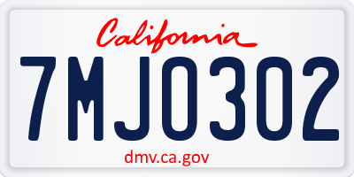 CA license plate 7MJO302