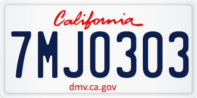 CA license plate 7MJO303