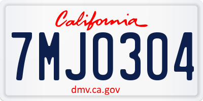 CA license plate 7MJO304