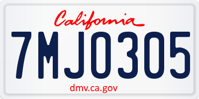 CA license plate 7MJO305