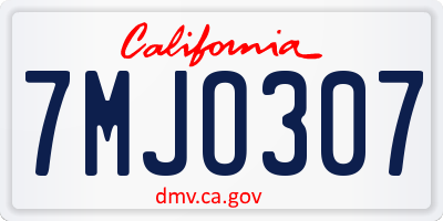 CA license plate 7MJO307