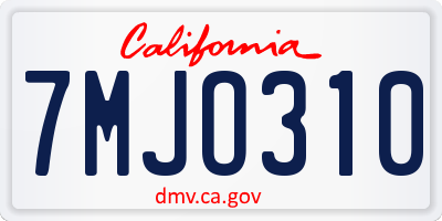 CA license plate 7MJO310