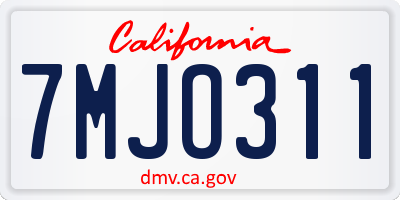 CA license plate 7MJO311