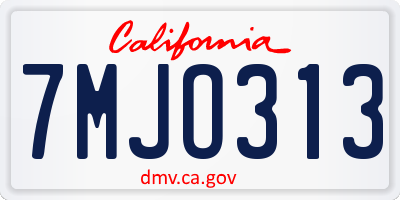 CA license plate 7MJO313