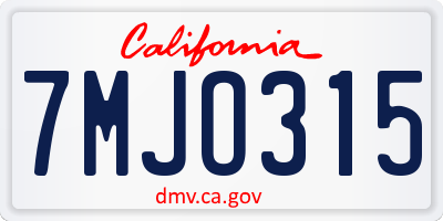 CA license plate 7MJO315