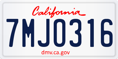 CA license plate 7MJO316