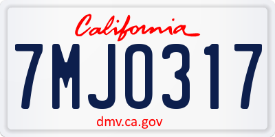 CA license plate 7MJO317