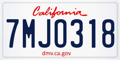 CA license plate 7MJO318