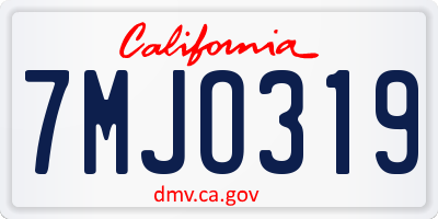 CA license plate 7MJO319