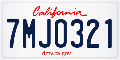 CA license plate 7MJO321