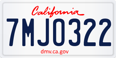 CA license plate 7MJO322