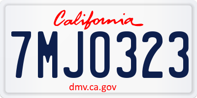 CA license plate 7MJO323