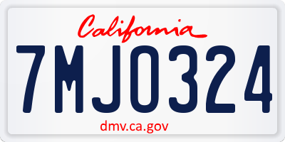 CA license plate 7MJO324