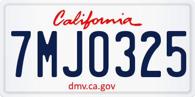 CA license plate 7MJO325