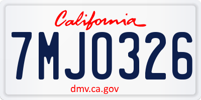 CA license plate 7MJO326