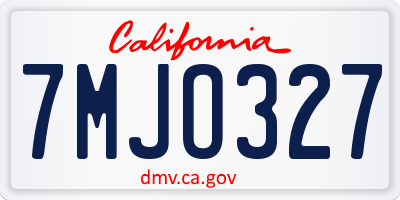 CA license plate 7MJO327